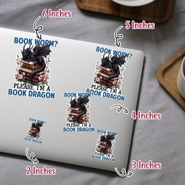 (3PCs) Bookworm Please I Am A Book Dragon Sticker, Fantasy Books Stickers for Kindle Adult, Bookworm Stickers, Books Lover Gifts for Laptop Water Bottle Phone Car Helmet 3" (Normal, 4in)