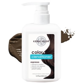 KERACOLOR Keracolor Color + Clenditioner 3-in-1 Color-Depositing Conditioner, Gently Cleanses & Conditions, Semi-Permanent Espresso Hair Color, 12 Fl Oz