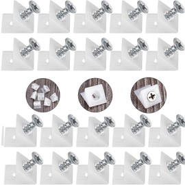 Pack of 20 Back Wall Connectors, Drawer Wedges, Hanging Drawer Bases, Cabinet Back Wall, Plastic Back Wall Holder with Screws - White