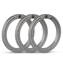 Titanium Key Ring Set, Split Ring with Side Print, Easy Access to Keys, Carabiners, Torches, ID Tag (KA10), Silvery