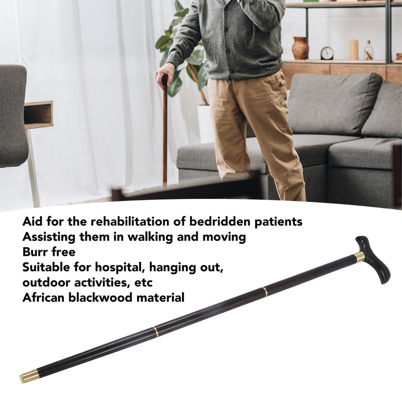 African Blackwood Detachable Walking Stick Elderly Ergonomic 3 Section Walking