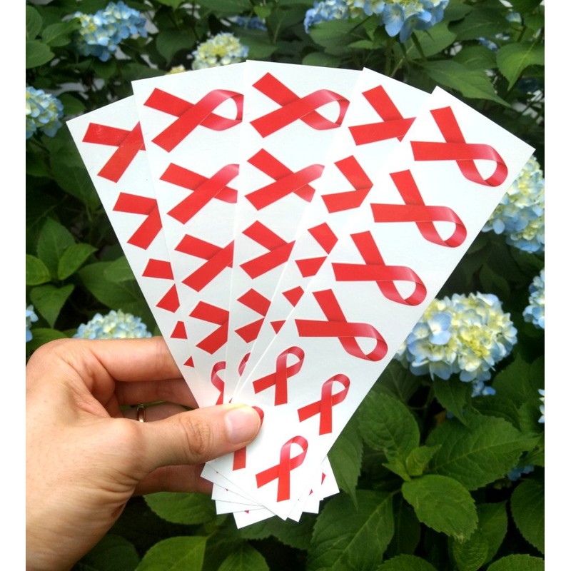 40 Red Ribbon Temporary Tattoos: HIV/AIDS Awareness Tattoo