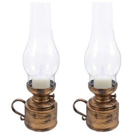 PRETYZOOM 2Pcs Vintage LED Kerosene Lamp Retro Candle Lanterns for Home Decor Electronic Flame Lamp for Tabletop Decoration and Emergency Lighting for Living Rooms and Parties