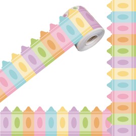 72 Ft Pastel Crayon Classroom Bulletin Board Border Crayon Bulletin Board Decor Colorful Die Cut Rolled Board Trim for Back to School Classroom Office Chalkboard Wall Decoration