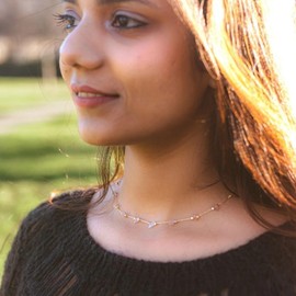 Beaded Choker Necklaces, Handmade Healing Crystal Stone Choker Colorful Bohemian Gemstone Necklaces Gold Summer Beach Choker Necklaces for Women Girls CK-Pink-Crystal