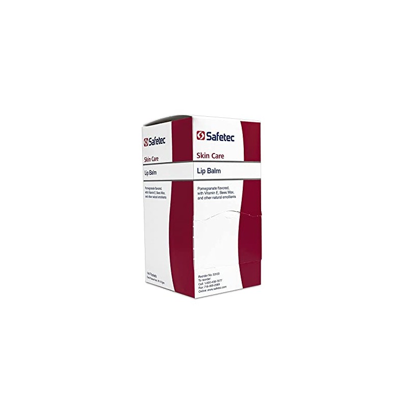 Safetec - Bálsamo labial con sabor a granada, 144 paquetes/caja