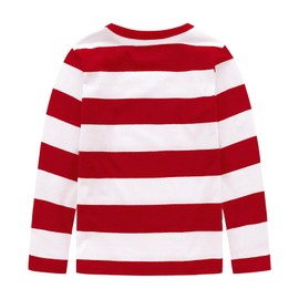 Big Boys Long Sleeve Striped Tshirts for Boys Cotton Shirts Kids Casual Crew Neck Tee Tops Red White Striped Size 10/8-10 Years