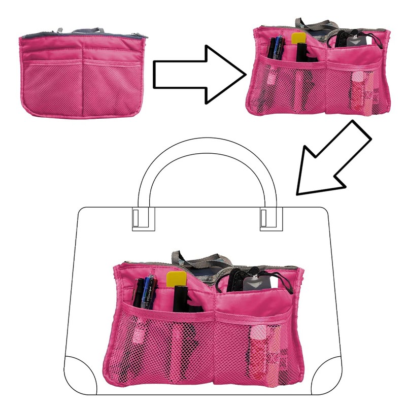 JJ PRIME - Multi-Compartment Handbag Insert | Expandable Liner Bag