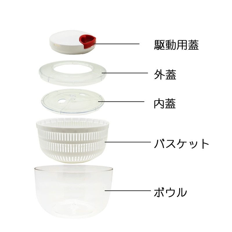 icokka K&A Spinning Spinner with Lid Functionality, Salad Spinner, Vegetable