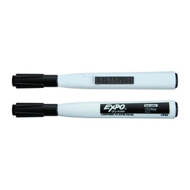 EXPO Magnetic Dry Erase Marker with Eraser, Fine Tip, Black, 12-Count
