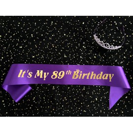 77th Birthday Party Supplies Women Birthday Sash and Birthday Tiara, 89th Birthday, Metal
