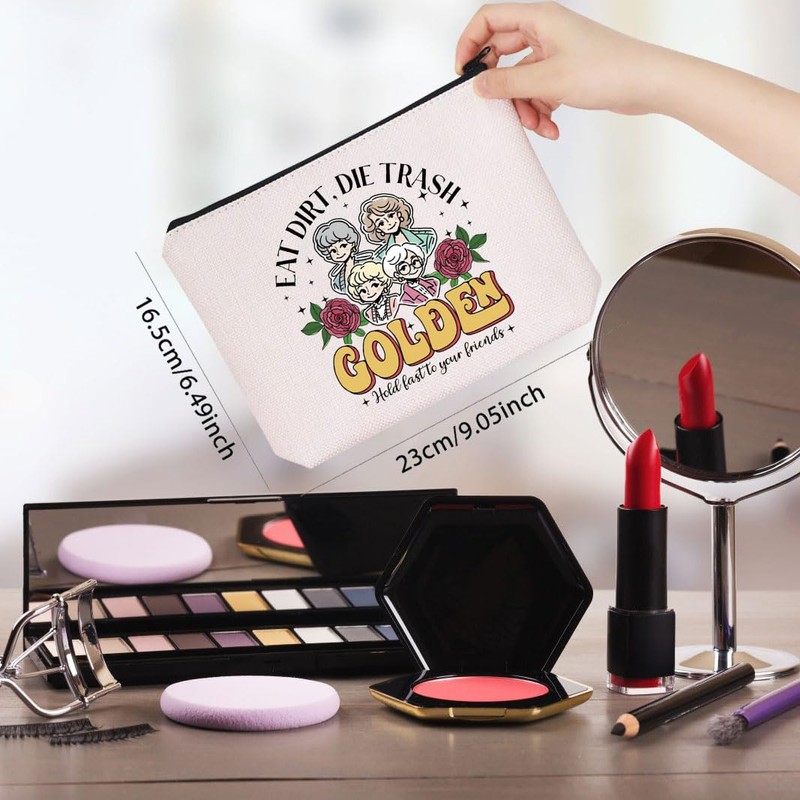 WCGXKO TV Show Inspired Makeup Bag Golden Sister Gift Friendship