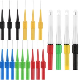 Frienda 19 Pcs Multimeter Test Set 15 Probe Pins 0.7mm and 4 Insulation Wire Piercing Probes Automotive Back Probe Kit Power Needle Test Accessories for Multimeter Banana Socket Plug Car Tester