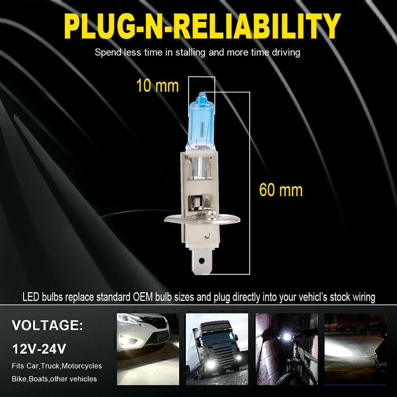 iSincer H1 55W Halogen Xenon Headlight Replacement 4PCS Light Bulb