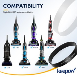 KEEPOW Replacement Belt Compatible with Bissell PowerForce Helix Turbo Vacuum Cleaner 2191, 2191U, 2190, 1700, 1701, 1797, 2691, 2692, 1240, 12B1, 68C7, 3920, Part #2031093, 2 Pack