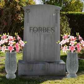 Cemetery vase for Grave Decorations,Flower Holders for Cemetery vases with Metal Spikes&Drain Stopper,Grave Decorations for Cemetery Headstone Vase,Ideal for Honoring The Loss of Loved Ones (Gray)