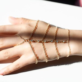 Stocking Stuffers Holiday Outfits for Women 2024 Hand Chain Bracelet Ring Bracelet Hand Chain Rhinestone Bracelet Gold Bracelets for Women Silver Ring Chain Bracelet Dainty Bracelet Jewelry Gifts