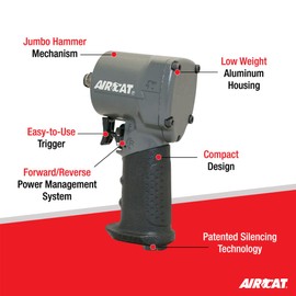 AIRCAT Pneumatic Tools 1057-TH: Stubby Impact Wrench 700 ft-lbs - 1/2-Inch