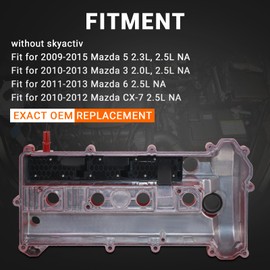XUNUOPARTS 2.0L Aluminum Valve Cover Compatible with 2009-2015 Mazda 5 2010-2013 Mazda 3 2011-2013 Mazda 6 Replace# L502-10-210E L50210210E