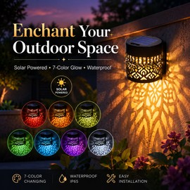Solar Wall Light for Outdoor Décor – 7-Color Mandala Projection for Garden, Patio & Fence Lighting