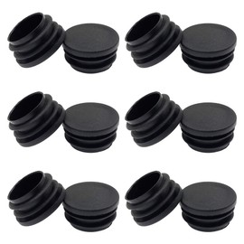 Suiwotin 12PCS 32mm (1 1/4 Inch) Round Plastic Plug, Round Black Plastic End Cap, Pipe Tubing End Cap, Furniture Finishing Plug Fits for 1" to 1 3/16" ID Tubing