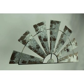 Special T Imports Galvanized Metal Half-Windmill Wall Sculpture (36")