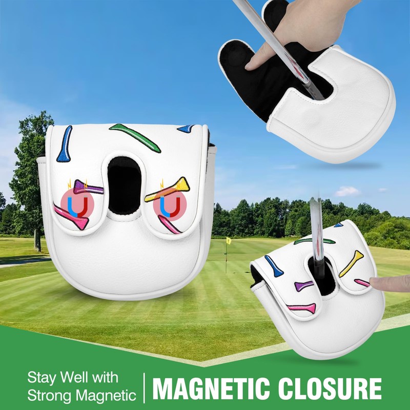 Golf Putter Cover DF3 Mallet Putter Headcover Colorful Tee Golf