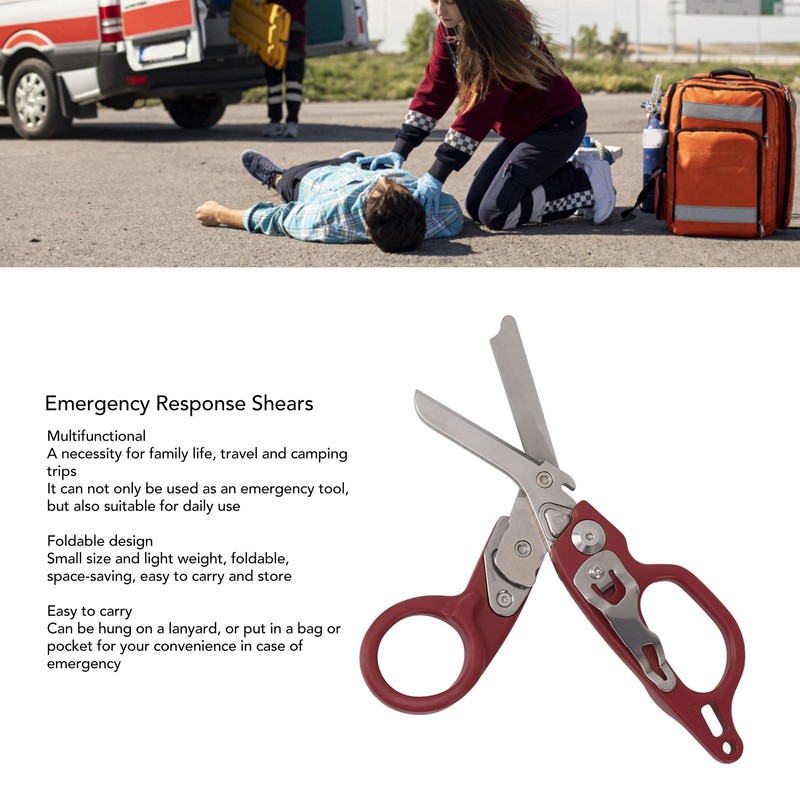 Emergency Response Shears Aluminum Alloy Multifunction Foldable Shears for Indoor