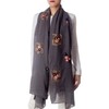 iB-iP Women's Floral Pattern Lightweight Embroidered Scarf, Warm grey
