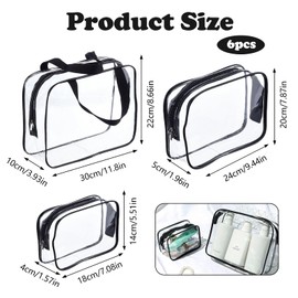 Clear Toiletry Bag, 6 Pcs Portable Waterproof Toiletry Bags Travel Toiletries Bags Plastic Cosmetic Bag with Handles for Men Women and Kids Holiday Travel