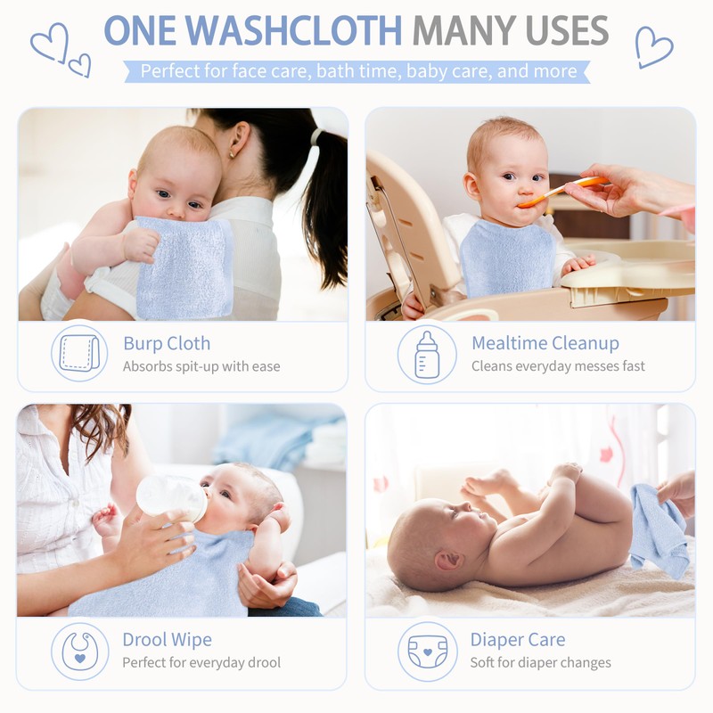 BEBE FAVOUR 10 Pack Baby Washcloths Rayon from Bamboo Terry