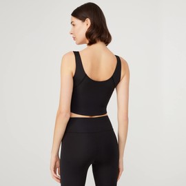 LOS OJOS Women's V-Neck Sports Bra, Black, XS