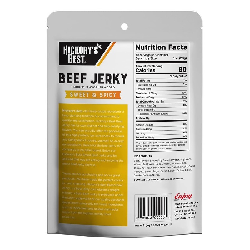 Hickory's Best Sweet & Spicy Beef Jerky 10 oz (Pack