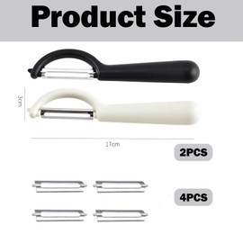 Set of 2 Stainless Steel Peelers with 4 Replacement Blades - Potato & Vegetable Peeler Compatible with Tupper, Fackelmann, WMF, Rösle, Solingen - Peeler for Carrots, Cucumbers, Fruit & Kitchen
