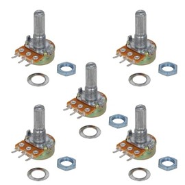 (5 pcs) Linear Potentiometer 3 Pin 15mm Shaft - B Type Taper - 1K, 2K, 5K, 10K, 20K, 50K, 100K, 250K, 500K, 1M ohm Resistance (1M)