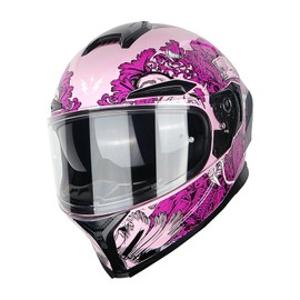 1Storm Motorcycle Full Face Helmet DOT Adults Street Bike Dual Visor Sun Inner Shield Anti Fog Pinlock Ready Shield HJAH15: Ghost Pink