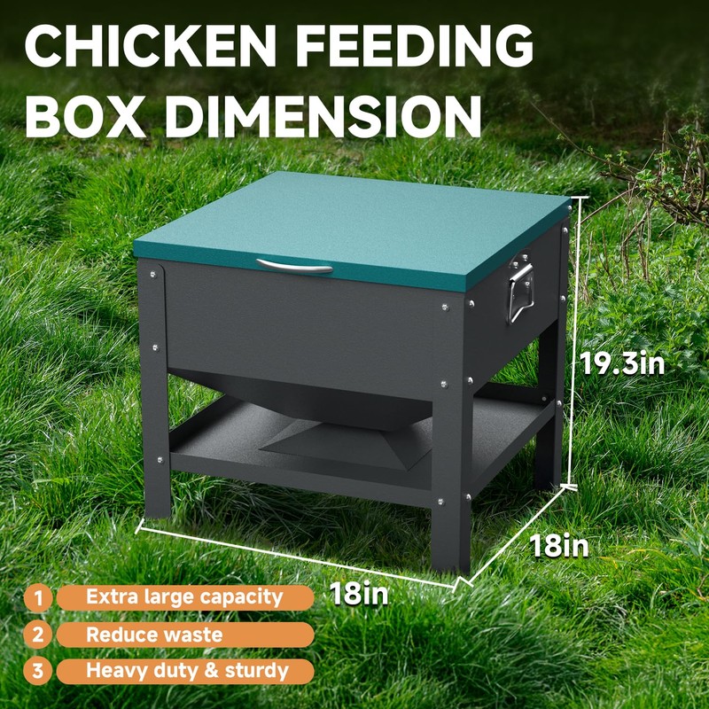 Automatic Chicken and Duck Feeder, 80 LBS Capacity Metal Chicken