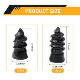 Qurbuns 60 PCS Tire Repair Rubber Nails, Rubber Vacuum Tire Repair Kits, Spiral Tire Screw Plugs, Universal Self-Service Tool for Car Motorcycle Truck Tire Puncture Repair (Black)
