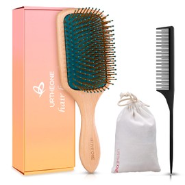 Hair Brush Natural Wooden Hair Brushes for Women Men and Kids, Eco Friendly Paddle Hairbrush for Curly Think Thin Fine Stright Long Hair Make Hair Health and Massage Scalp