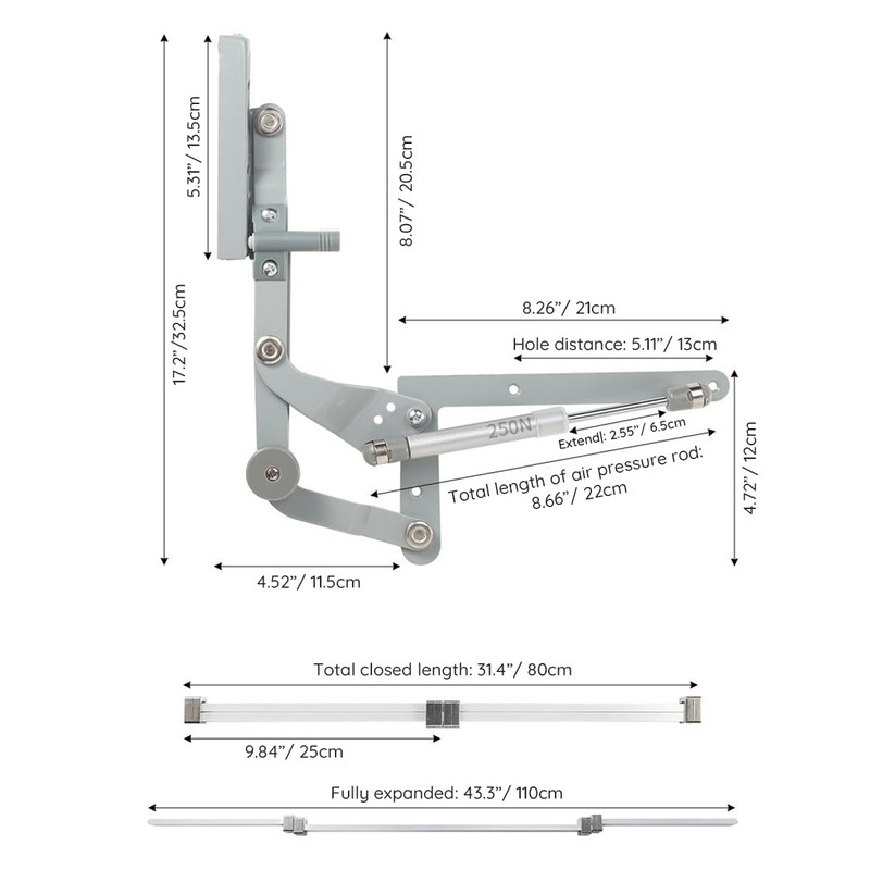 HOWHY Cabinet Door Hinges Set,Vertical Swing Lift Up Stay Pneumatic