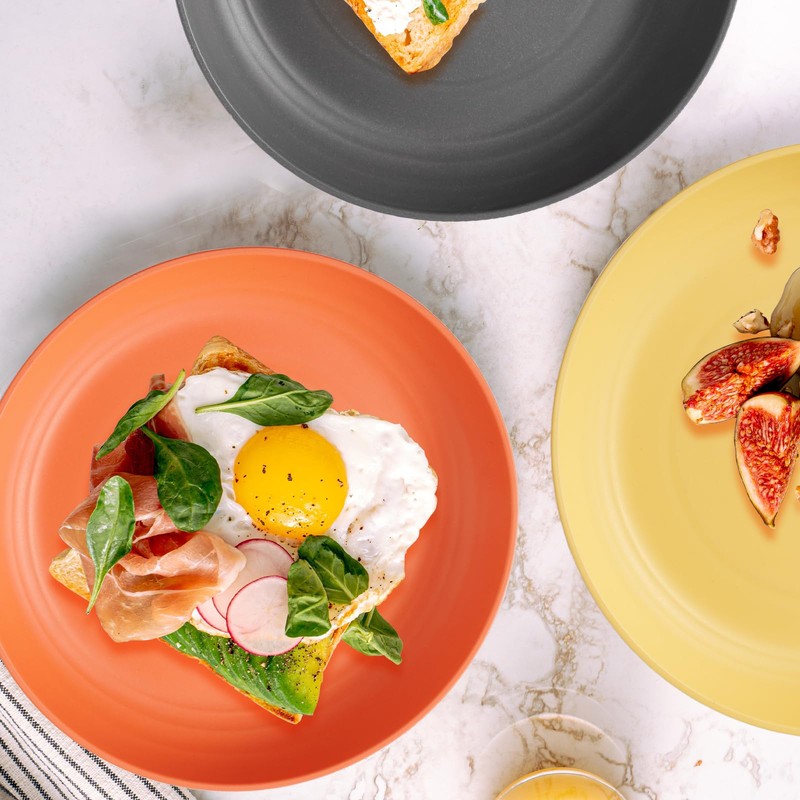 Wheat Straw Dinnerware Sets - SANLUNS 24 Piece Unbreakable Dinnerware