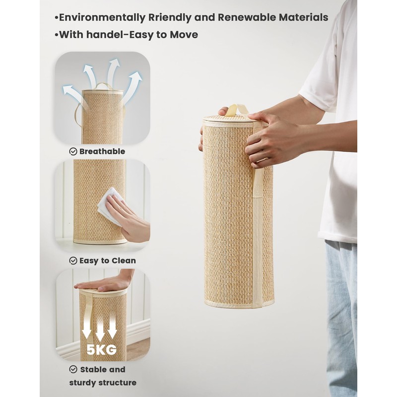 WAOHANAZ Bamboo Toilet Paper Storage Basket with Lid & Handle