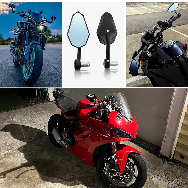 Motorcycle Bar End Mirrors Black CNC Bar End Mirrors for