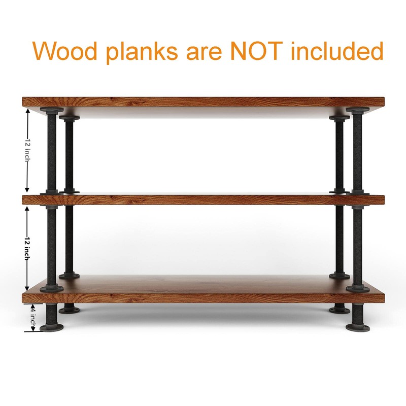 MUZIK 3-Tier Industrial Pipe Table Leg Set, Iron Base Legs
