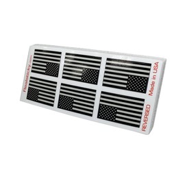 Left and Right Set Mini Black and Gray USA Flag Sticker American Subdued Reverse Decal Tag Phone Car Truck Vehicle Window Graphic Plate