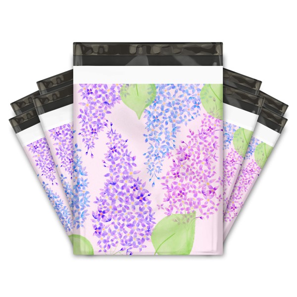 10x13 (100) Lilacs Floral Designer Poly Mailers Shipping Envelopes Premium