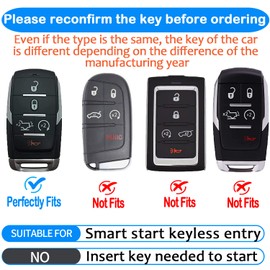 Tukellen for Dodge Key Fob Cover Genuine Leather Key Case Cover Protector Compatible with 2019-2025 Dodge RAM 1500 2500 3500 Key Shell