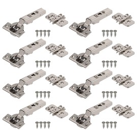 Blum Clip top BLUMOTION Hinge Kit (4 Kits), Full Overlay, 110° Opening Angle, Steel, Soft Close Euro-Style Hinges with Clip Mounting Plate for Frameless Cabinets