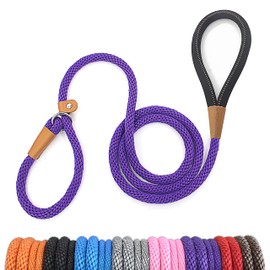 lynxking 6 FT Dog Leash Slip Lead 2 Pack Strong Heavy Duty Braided Dog Training Leash No Pull Training Lead Leashes for Medium Large and Small Dogs