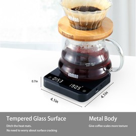 Mini Coffee Scale with Timer, Espresso Scale, 2kg/0.1g Accurate Scale for French Press and General Kitchen Use, Digital Kitchen Scale Measures in Grams, Ounces and Milliliters